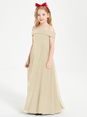 Off-the-Shoulder Dresses for Stylish Junior Bridesmaids Champagne