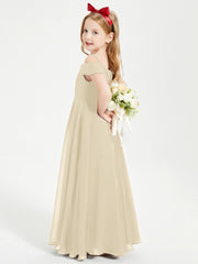 Off-the-Shoulder Dresses for Stylish Junior Bridesmaids Champagne