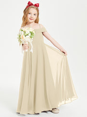 Off-the-Shoulder Dresses for Stylish Junior Bridesmaids Champagne