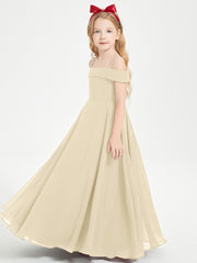 Off-the-Shoulder Dresses for Stylish Junior Bridesmaids Champagne