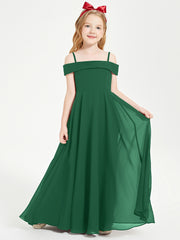Off-the-Shoulder Dresses for Stylish Junior Bridesmaids Dark Green