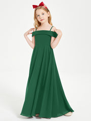 Off-the-Shoulder Dresses for Stylish Junior Bridesmaids Dark Green