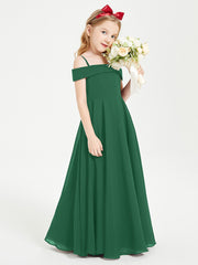 Off-the-Shoulder Dresses for Stylish Junior Bridesmaids Dark Green