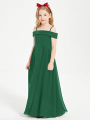 Off-the-Shoulder Dresses for Stylish Junior Bridesmaids Dark Green