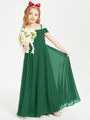Off-the-Shoulder Dresses for Stylish Junior Bridesmaids Dark Green