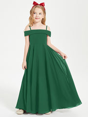 Off-the-Shoulder Dresses for Stylish Junior Bridesmaids Dark Green