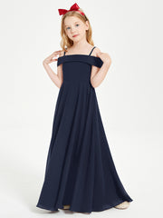Off-the-Shoulder Dresses for Stylish Junior Bridesmaids Dark Navy