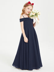 Off-the-Shoulder Dresses for Stylish Junior Bridesmaids Dark Navy