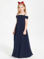 Off-the-Shoulder Dresses for Stylish Junior Bridesmaids Dark Navy