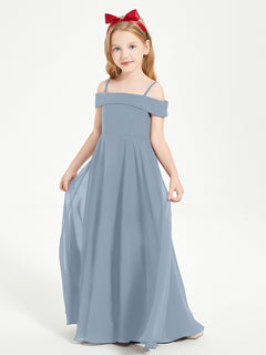 Off-the-Shoulder Dresses for Stylish Junior Bridesmaids Dusty Blue