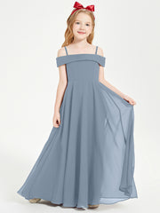 Off-the-Shoulder Dresses for Stylish Junior Bridesmaids Dusty Blue