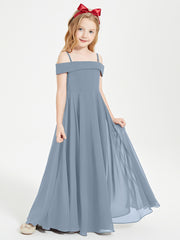 Off-the-Shoulder Dresses for Stylish Junior Bridesmaids Dusty Blue