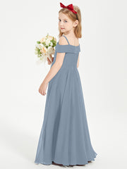 Off-the-Shoulder Dresses for Stylish Junior Bridesmaids Dusty Blue