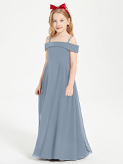 Off-the-Shoulder Dresses for Stylish Junior Bridesmaids Dusty Blue