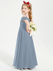 Off-the-Shoulder Dresses for Stylish Junior Bridesmaids Dusty Blue