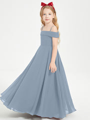 Off-the-Shoulder Dresses for Stylish Junior Bridesmaids Dusty Blue