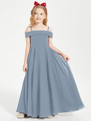 Off-the-Shoulder Dresses for Stylish Junior Bridesmaids Dusty Blue