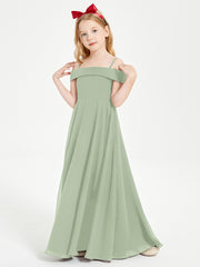 Off-the-Shoulder Dresses for Stylish Junior Bridesmaids Dusty Sage