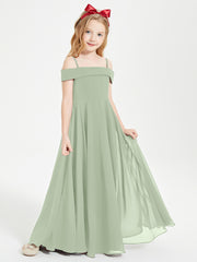 Off-the-Shoulder Dresses for Stylish Junior Bridesmaids Dusty Sage