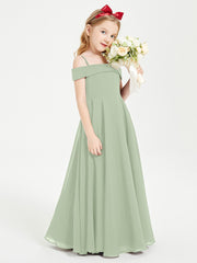 Off-the-Shoulder Dresses for Stylish Junior Bridesmaids Dusty Sage