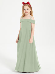 Off-the-Shoulder Dresses for Stylish Junior Bridesmaids Dusty Sage