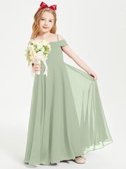 Off-the-Shoulder Dresses for Stylish Junior Bridesmaids Dusty Sage