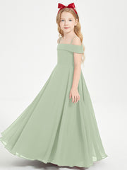 Off-the-Shoulder Dresses for Stylish Junior Bridesmaids Dusty Sage