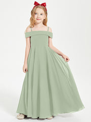 Off-the-Shoulder Dresses for Stylish Junior Bridesmaids Dusty Sage