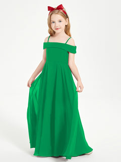 Off-the-Shoulder Dresses for Stylish Junior Bridesmaids Emerald