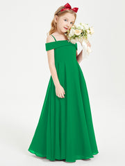 Off-the-Shoulder Dresses for Stylish Junior Bridesmaids Emerald