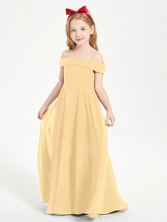 Off-the-Shoulder Dresses for Stylish Junior Bridesmaids Gold