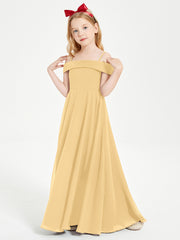Off-the-Shoulder Dresses for Stylish Junior Bridesmaids Gold