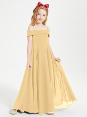 Off-the-Shoulder Dresses for Stylish Junior Bridesmaids Gold