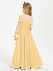 Off-the-Shoulder Dresses for Stylish Junior Bridesmaids Gold