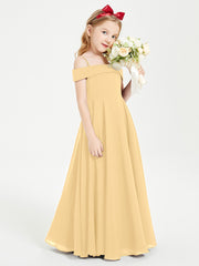 Off-the-Shoulder Dresses for Stylish Junior Bridesmaids Gold