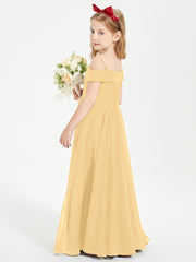 Off-the-Shoulder Dresses for Stylish Junior Bridesmaids Gold