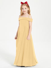 Off-the-Shoulder Dresses for Stylish Junior Bridesmaids Gold