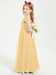 Off-the-Shoulder Dresses for Stylish Junior Bridesmaids Gold
