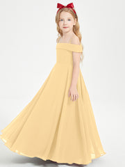 Off-the-Shoulder Dresses for Stylish Junior Bridesmaids Gold