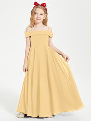 Off-the-Shoulder Dresses for Stylish Junior Bridesmaids Gold