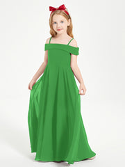 Off-the-Shoulder Dresses for Stylish Junior Bridesmaids Green