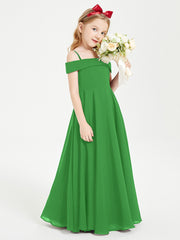 Off-the-Shoulder Dresses for Stylish Junior Bridesmaids Green