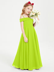 Off-the-Shoulder Dresses for Stylish Junior Bridesmaids Lime Green