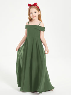 Off-the-Shoulder Dresses for Stylish Junior Bridesmaids Olive Green