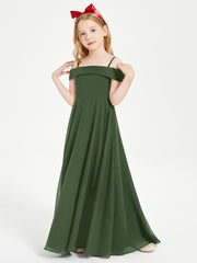 Off-the-Shoulder Dresses for Stylish Junior Bridesmaids Olive Green