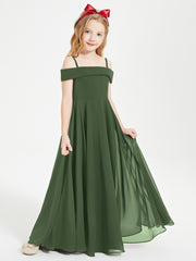 Off-the-Shoulder Dresses for Stylish Junior Bridesmaids Olive Green