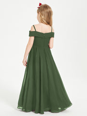 Off-the-Shoulder Dresses for Stylish Junior Bridesmaids Olive Green