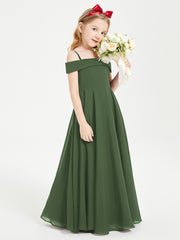 Off-the-Shoulder Dresses for Stylish Junior Bridesmaids Olive Green