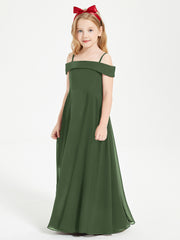 Off-the-Shoulder Dresses for Stylish Junior Bridesmaids Olive Green