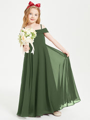Off-the-Shoulder Dresses for Stylish Junior Bridesmaids Olive Green